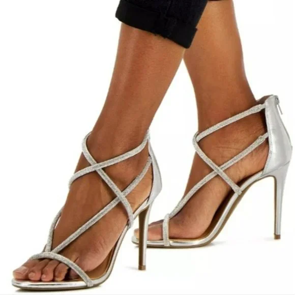 INC International Concepts Krista Strappy Dress Sandals Silver -8.5 - Picture 2 of 9